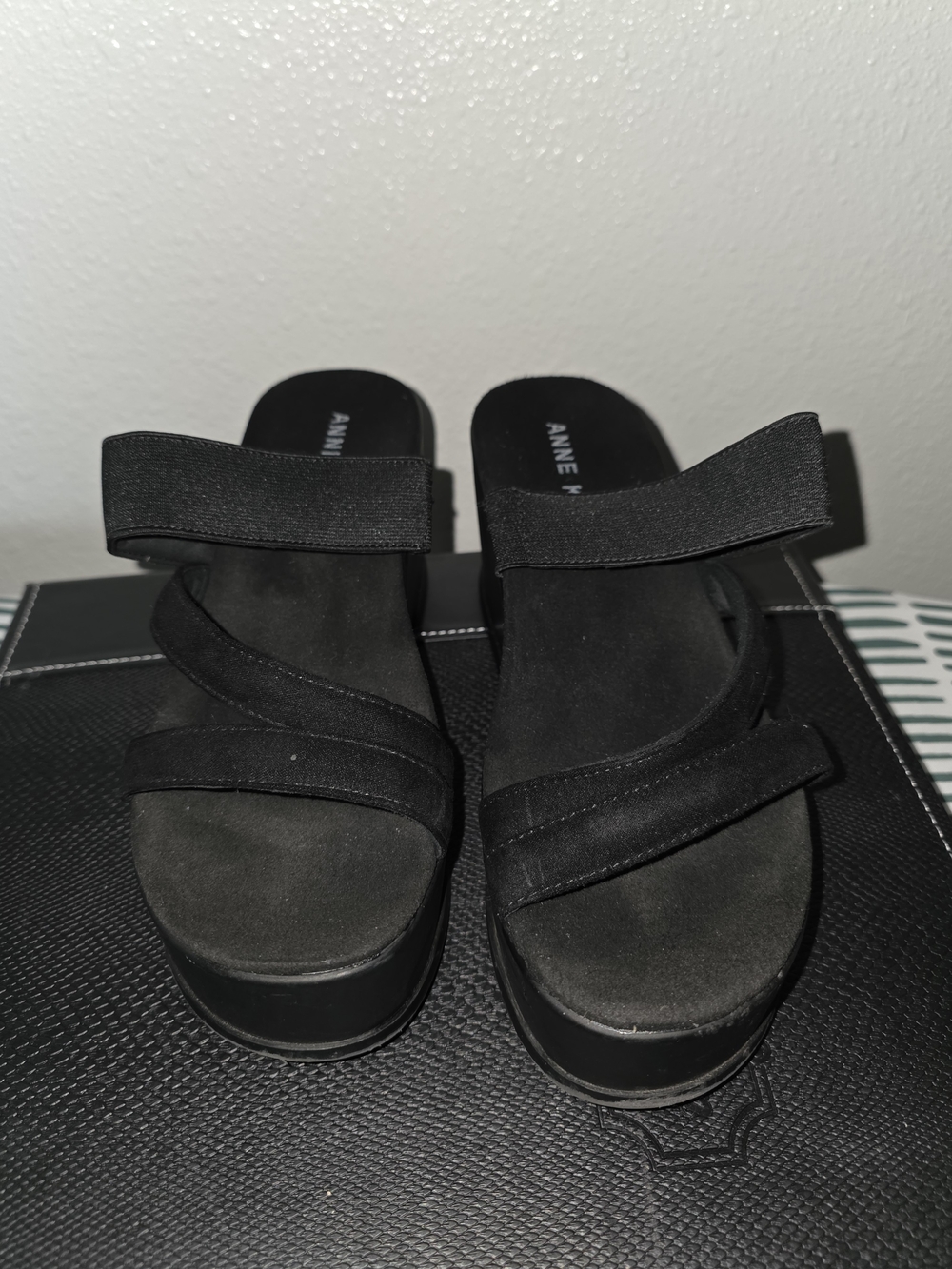 Anne Klein Black Wedged Sandals